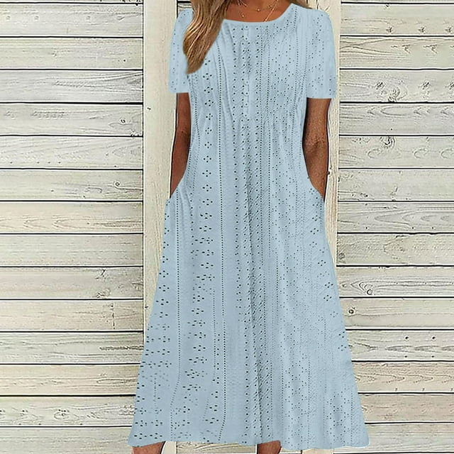 DPTALR Robe d'Été pour Femme, Confortable, Aguichant, Unie, avec Poches, Sans Manches, à Col en V