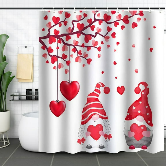 Shower Curtain,Valentine's Day Shower Curtains For Bathroom Valentines Lovers Couples Decors Love Hearts Holiday Bathroom Shower Curtains Happy Valentines Day Bathroom