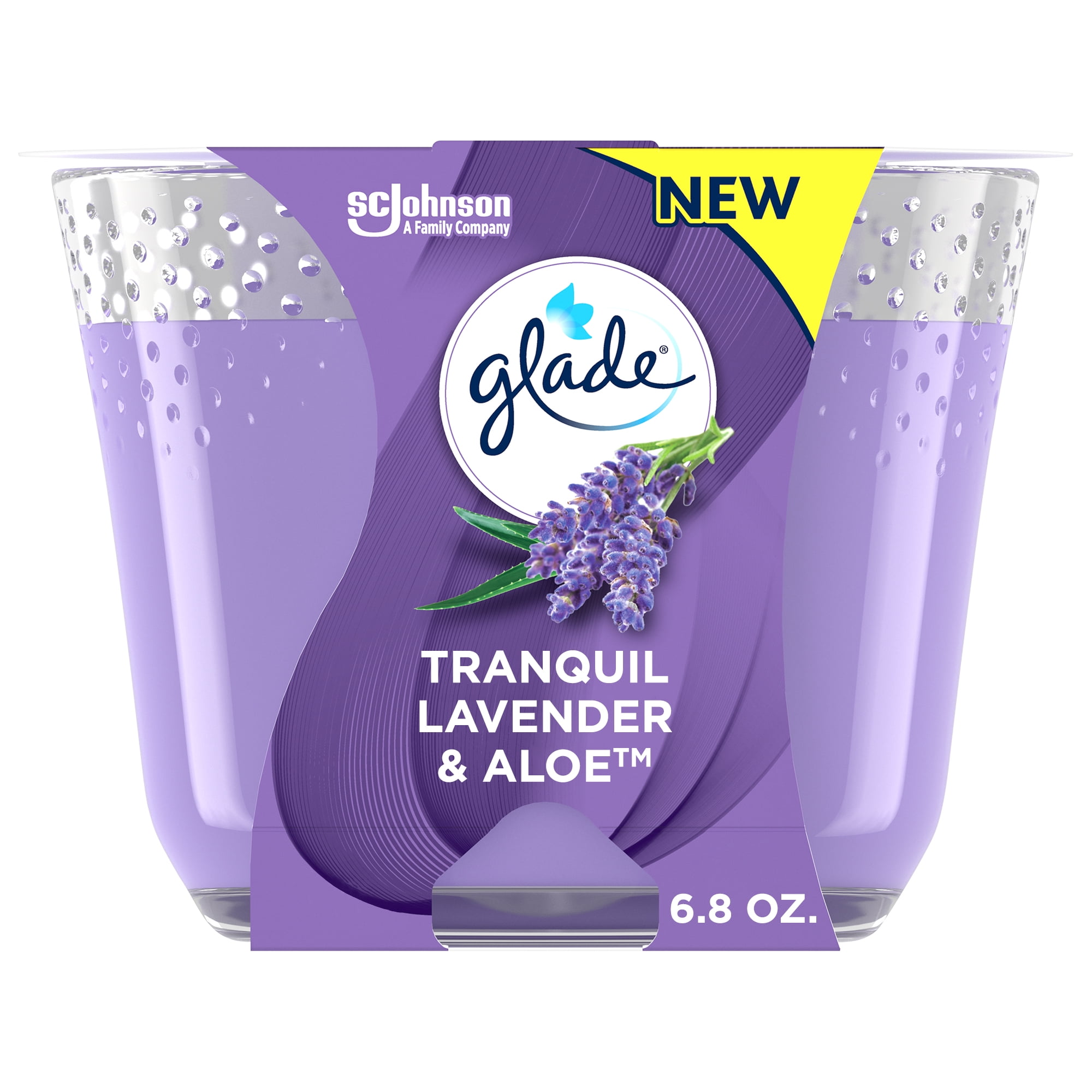 Glade 3 Wick Candle, Scented Candles, Tranquil Lavender & Aloe, 6.8 oz
