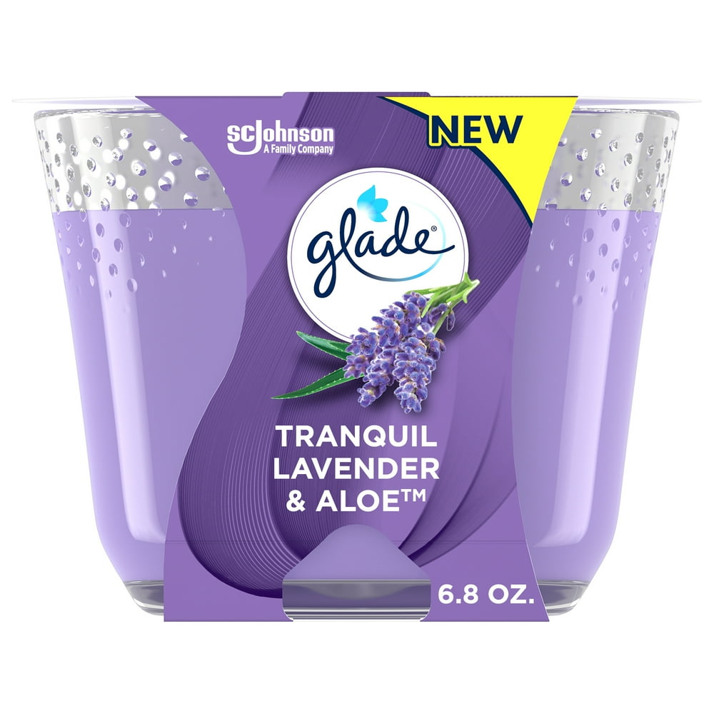 Glade 3 Wick Candle, Scented Candles, Tranquil Lavender & Aloe, 6.8 oz