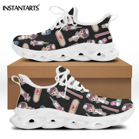 

Nurse/Needle/Clinical Thermometer Ladies White Sneakers Fashion Super Light Women Flats Lace Up Shoes Unisex-Adult