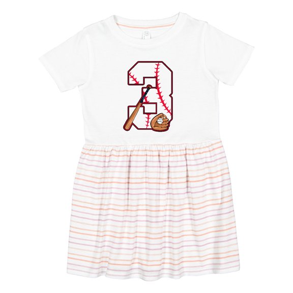 Inktastic Baseball Third Birthday Three Years Old Girls Toddler Dress