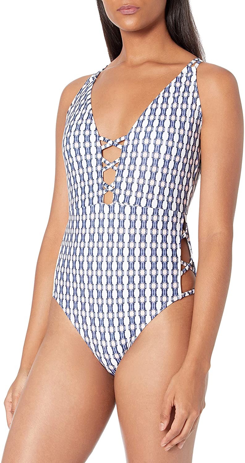 Jessica Simpson Navy Venice Beach Plunging Strappy One Piece Swimsuit Us Large Walmart Com