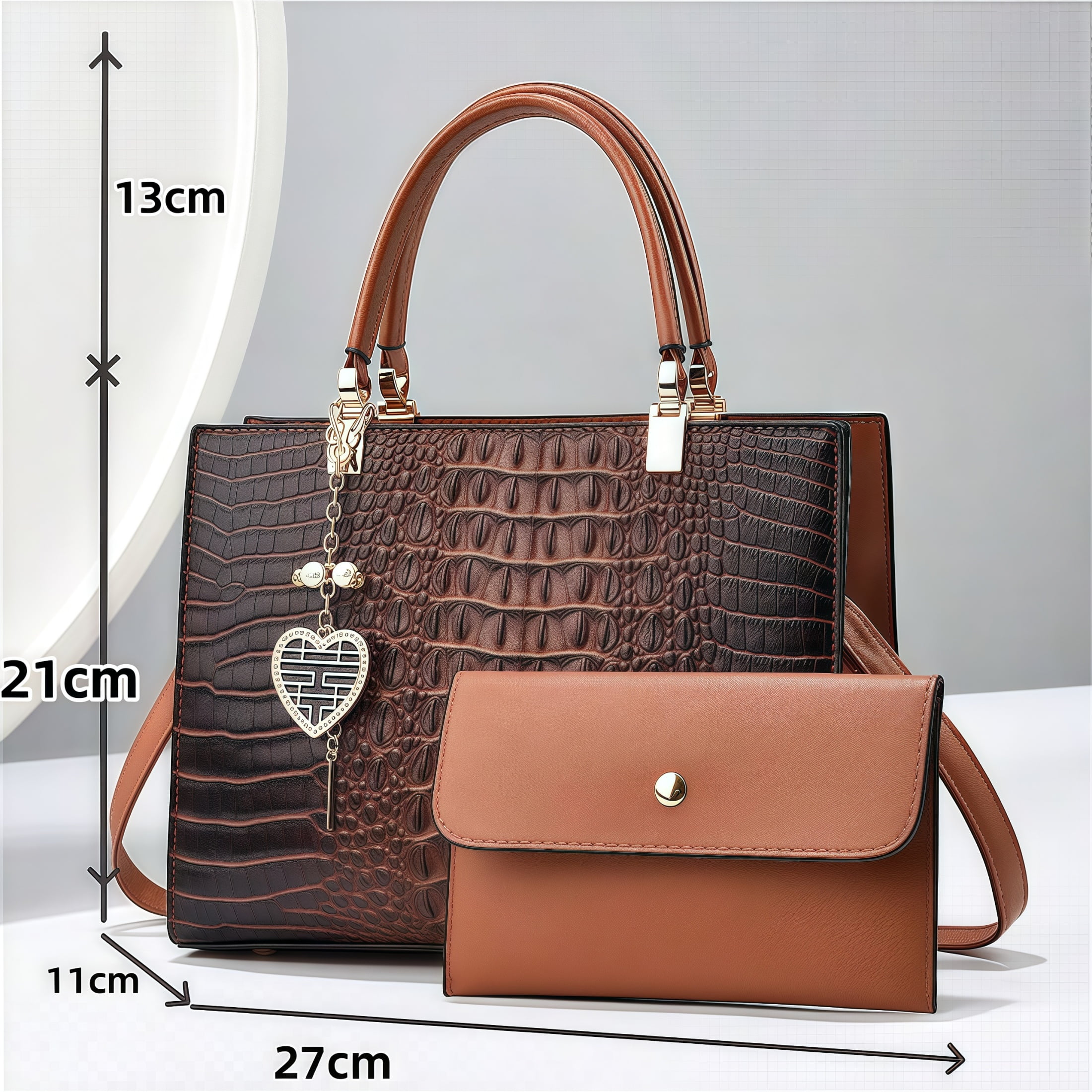 Crocodile Double Bag Set Handbag, 2-Piece