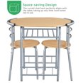 thumbnail image 5 of SAZYY 3-Piece Dining Room Table Set, Kitchen Table & Chair Sets for 2, Compact Table Set w/Steel Legs, Built-in Wine Rack for Breakfast Nook, Small Space, Apartment, Natural, 5 of 6