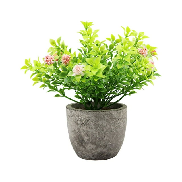 Becaristey Green Long-lasting Durability Artificial Money Tree In Pot Eco-friendly Elegant Artificial Succulent pink babysbreath 1Set