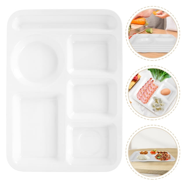 HOOWIFFY Portion Control Plates Divided Plates White Moisture Retention for Lunch Plate 1Set