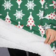 thumbnail image 3 of Oversized Wearable Blanket Hoodie,Green Christmas Tree and Snowflake Pattern Sherpa Blanket Hoodie with Super Pockets,Super Warm Fuzzy Pullover for Women & Men, 3 of 6
