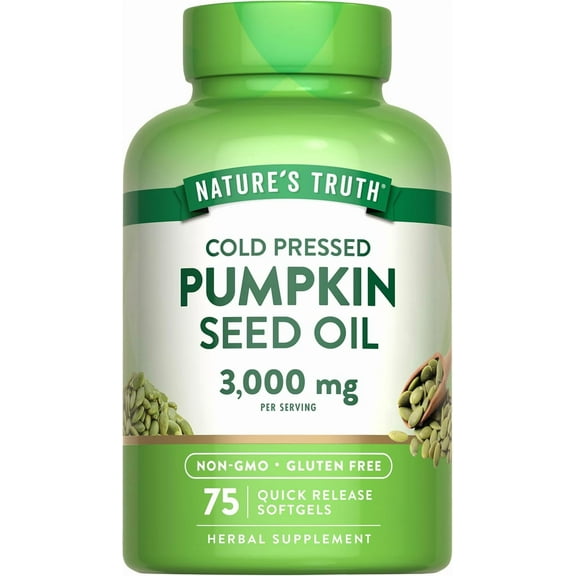 Pumpkin Seed Oil | 3000mg | 75 Softgels | for Men & Women | Non-GMO, Gluten Free | by Nature's Truth