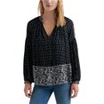 thumbnail image 1 of Blusa campesina Lucky Brand con Estampado floral para mujer negra extragrande, 1 of 1