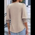 thumbnail image 4 of Blusas para Mujer, Elegantes, Informales, de 3/4 y Puños Fruncidos. Caqui M, 4 of 9