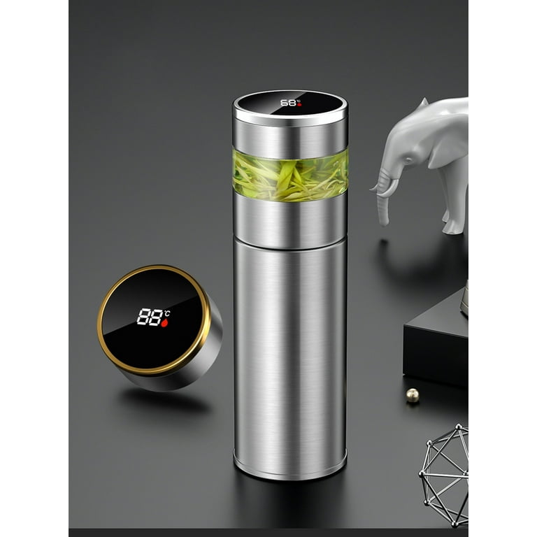 Hot Water Flask Vacuum Thermos Double Wall No Heat Bottle Portable with  Filter Net Transparent Glass