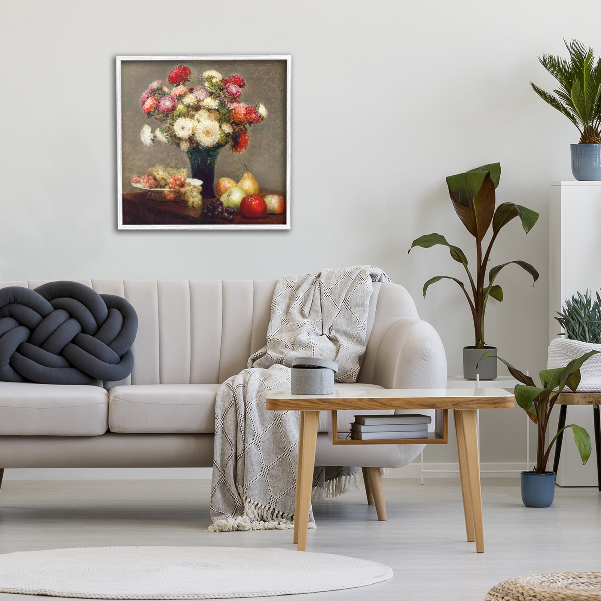 Stupell Industries Fruit & Asters Still Life White Framed Giclee Art, design by CAD Designs