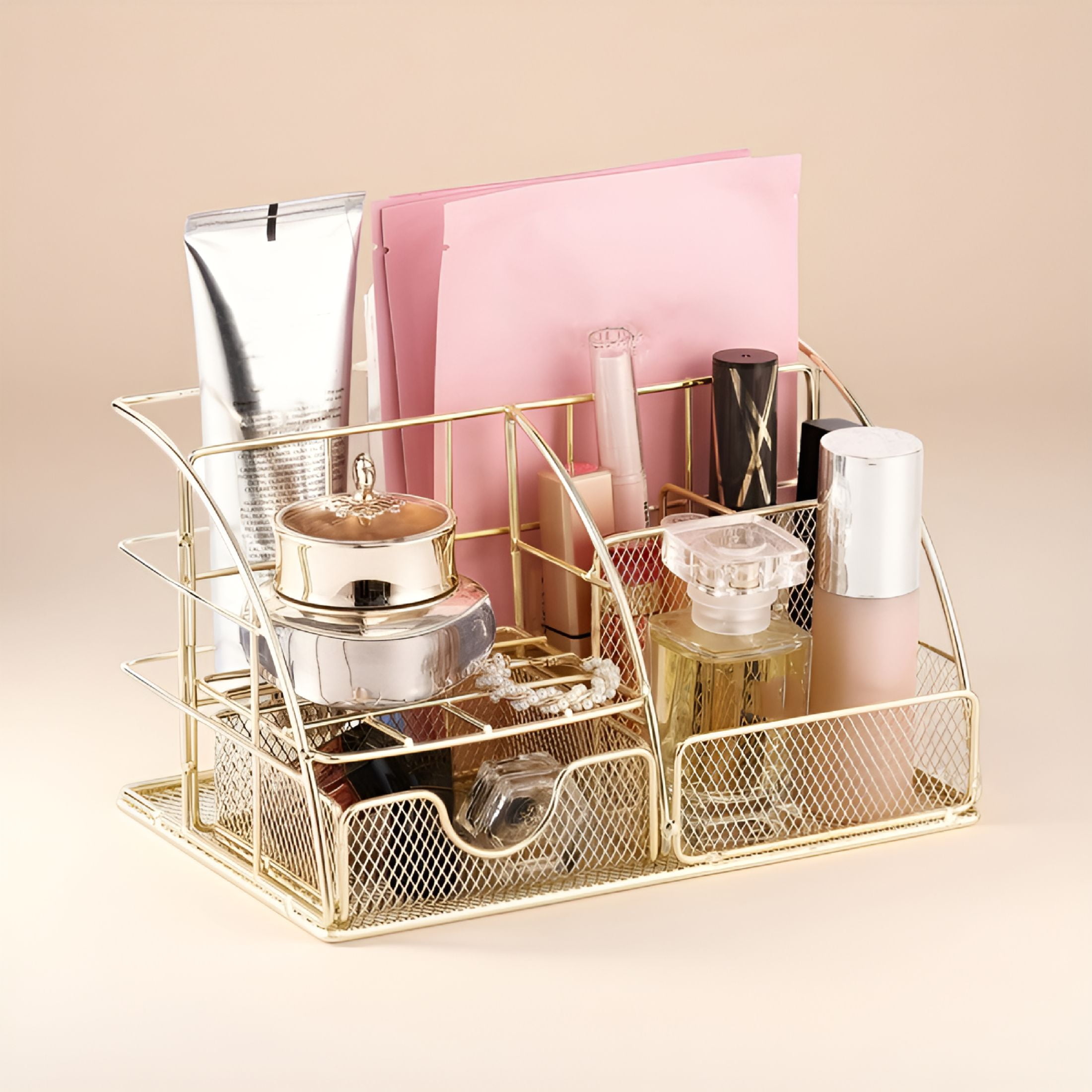 XIBUFE 2026 New Rose Gold Desk Organizers and Accessories Office Supplies Set Stapler,Pen Holder,Phone Holder,Pen Holders Pen Cups Desk Accessories Office Office Organizing Office Desk Supplies