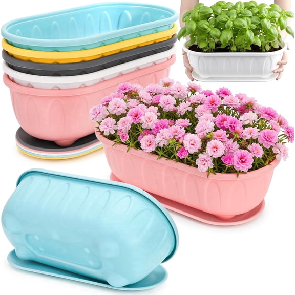 Plastic Succulent Plant Pots with Matching Drainage Saucers, Small Indoor Outdoor Planters for Mini Cacti & Houseplants