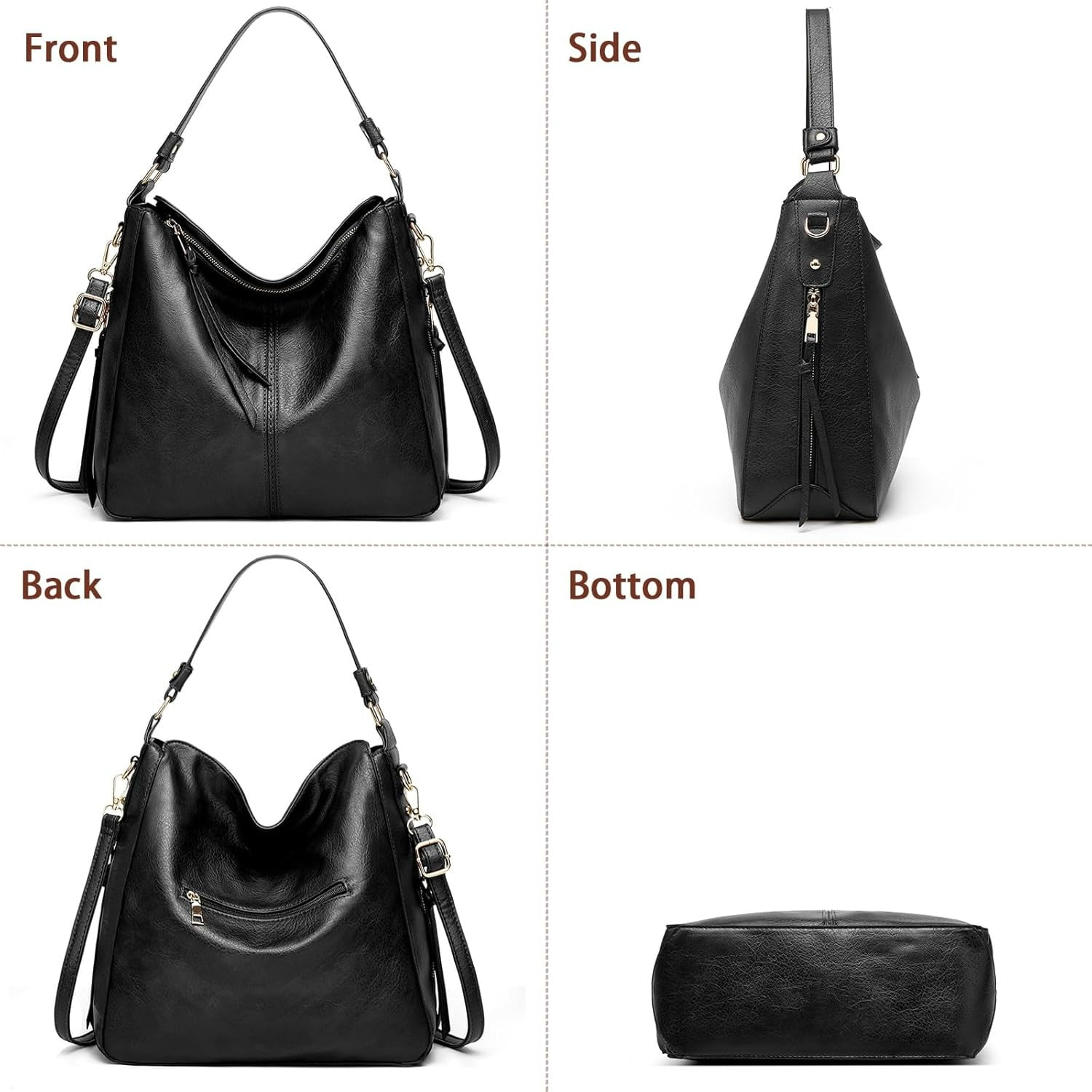Gmdisc Hobo Bag for Women Crossbody Purse and Handbags Ladies Chic Shoulder Bags, Black
