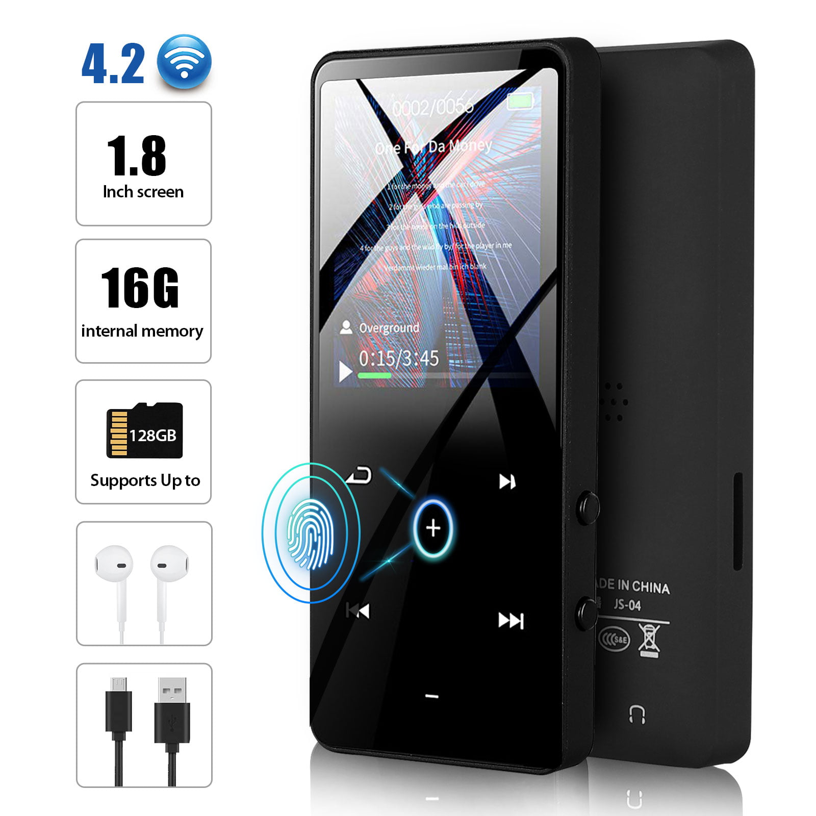 ChenFec Bluetooth 5.0 MP3 Player 32GB Clip Sport Portable Lossless Sound Hi-Fi Music Player with 45 Hours Playtime Headphone FM Radio Voice Recorder Support up 128GB （Black） 