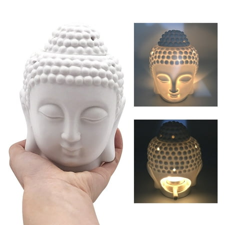 Buddha Head Ceramics Oil Burner Candle Aromatherapy Essential Wax Home Fragrance Warmer Home