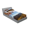 thumbnail image 2 of Ambesonne Fall Fitted Sheet & Pillow Sham Set, Fallen Leaves and Hills, Twinxl, Multicolor, 2 of 2