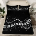 thumbnail image 2 of jejeloiu Music Theme Twin Sheet Sets,Musical Instrument Piano Twin Fitted Sheet,White Black Flat Sheet For Girls,Ultra Soft Home Decor,3-Piece, 2 of 7