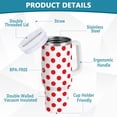thumbnail image 3 of 40oz Polka Dot Red & White Tumbler Insulated with Handle LeakProof Coffee Mug Large Water Bottle Fits in Car Cup Holder Hot & Cold Drinks, 3 of 6