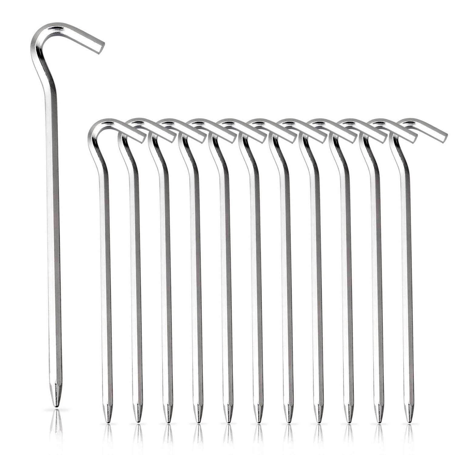 Tulead Tent Stakes Aluminum Alloy Tent Pegs Stakes with Hooks Pack of 12 