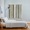 thumbnail image 4 of Boho Teal Stripes Kitchen Curtains 63 Inch Length, Bohemian Vertical Striped Geometric Grommet Top Bedroom Living Room Curtains, Light Filtering Cafe Curtain Drapes 2 Panels Set 84''x63'', 4 of 9