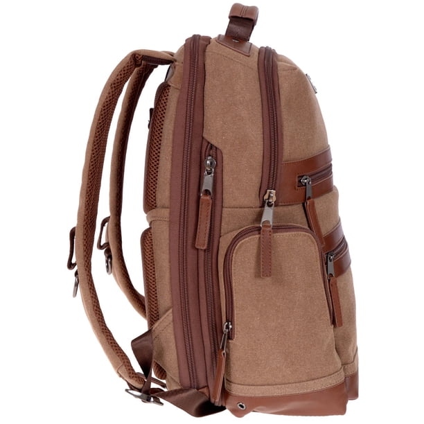 Renwick Camel Leather RFID Protection Backpack Купить renwick business backpack with genuine leather trim  main image 2