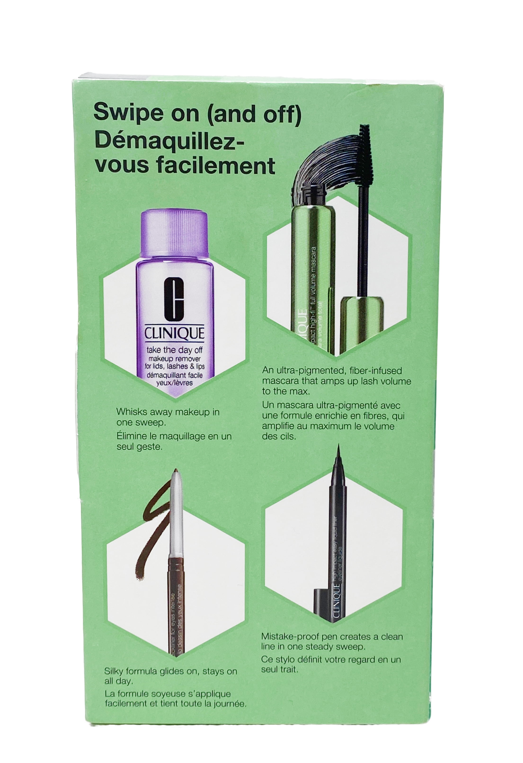 Clinique Swipe On (and Off) - Makeup remover, Liquid Liner, Quickliner and Volume Mascara