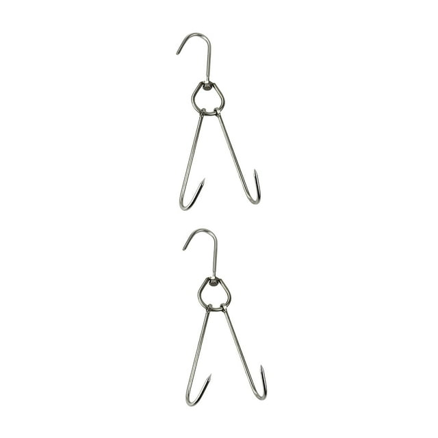 2 Pedazos Gancho para Carnicero Ganchos para Carne de material acero Inoxidable Ganchos para Colgar para Punta Afilada para Carnicería 34cm