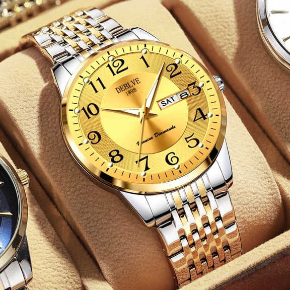 Men's Watch Fashion Dual Calendar Luminous Waterproof Wristwatch Non-Mechanical Quartz Watch Student Gift Watch Men's Business Watch