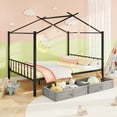 thumbnail image 1 of Gymax Full Size Metal House Bed w/ 2 Fabric Drawers Heavy-Duty Platform Bed Black, 1 of 10