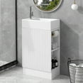 thumbnail image 3 of Euroco Compact Bathroom Vanity with Ceramic Sink, Cabinet, Side Shelf & Toilet Paper Holder, Reversible Design, 3 of 9