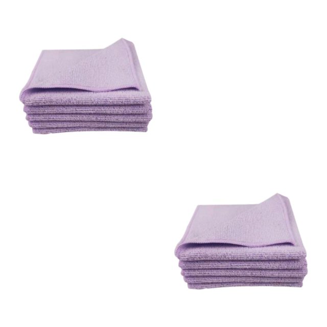 Matsuzay Toallas multimicrofibra de 10 piezas, herramientas fáciles de limpiar para la limpieza del hogar y del coche, de cocina múltiple, Púrpura claro 30*30cm 2Conjunto