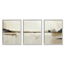 Stupell Industries Abstract Beige Landscape Nature Painting Gray Framed Art Print Wall Art, 24 x 30, Set of 3