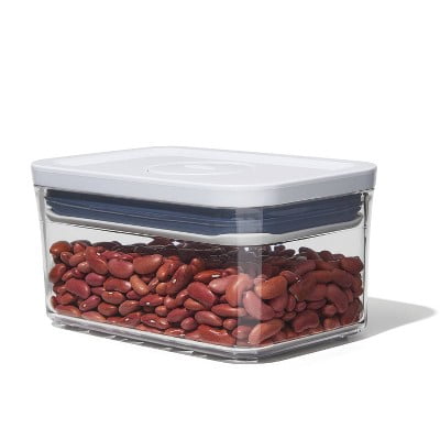 0.6qt Plastic Rectangle Airtight Food Storage Container White: Dishwasher-Safe, Silicone Lid
