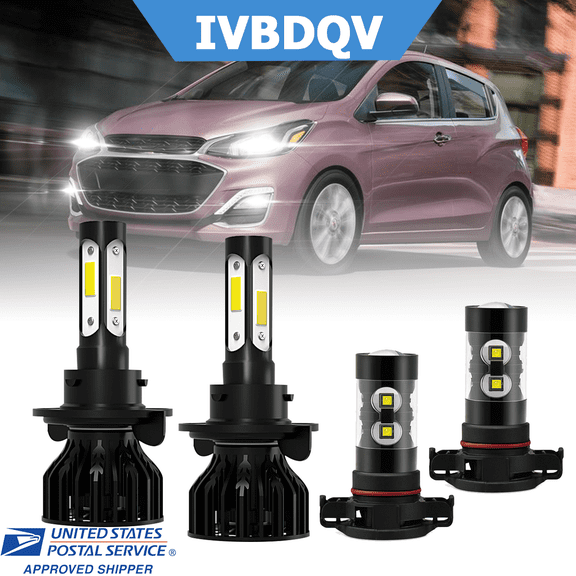 For Chevy Spark 2016-2020 LED Headlight Bulb H13 High/Low Beam   5202 Fog Light Combo Kit 4Pcs 6000K White