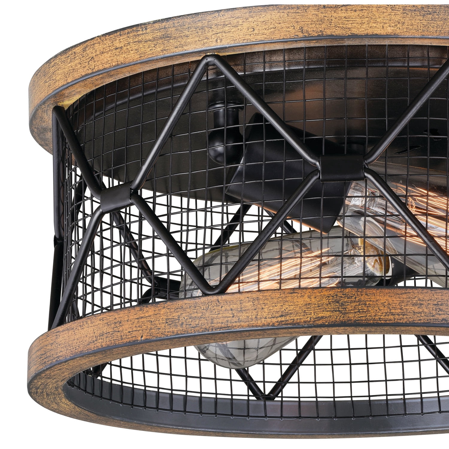 Bremerton 13-in W Bronze Industrial Cage Drum Flush Mount Ceiling Light