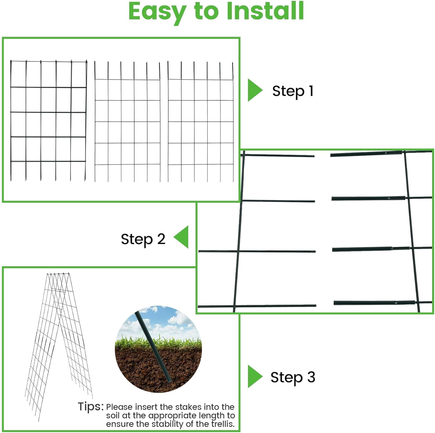 Foldable Cucumber Trellis 64" H x 20" W, A-Frame Garden Trellis for Raised Bed, Outdoor Climbing Plant Support with Twist Ties & Plant Bags for Climbing Plants Outdoor