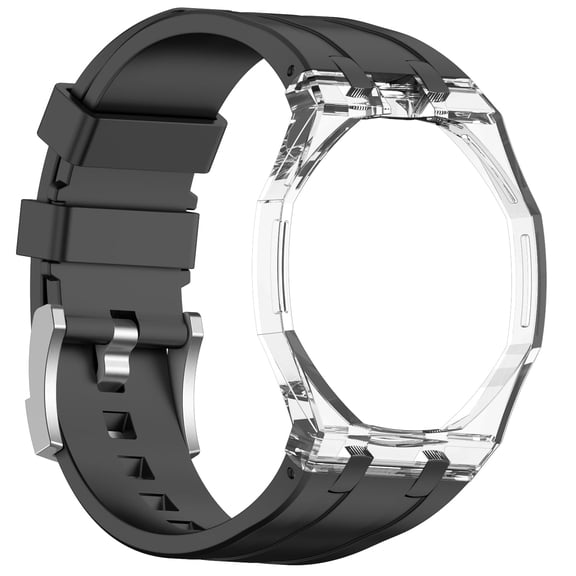 VeveXiao Rugged Case Band for Swatch Royal Pop Watch Band, Sports Silicone Strap with Shockproof Frame Bumper Transparent Case for Men Women Strap
