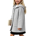 thumbnail image 5 of Mooqilaa Girls Wool Blend Peacoats, Hooded Single Breasted Casual Mid-length Winter Outerwear with Pockets Gray Size 14-15 T, 5 of 8