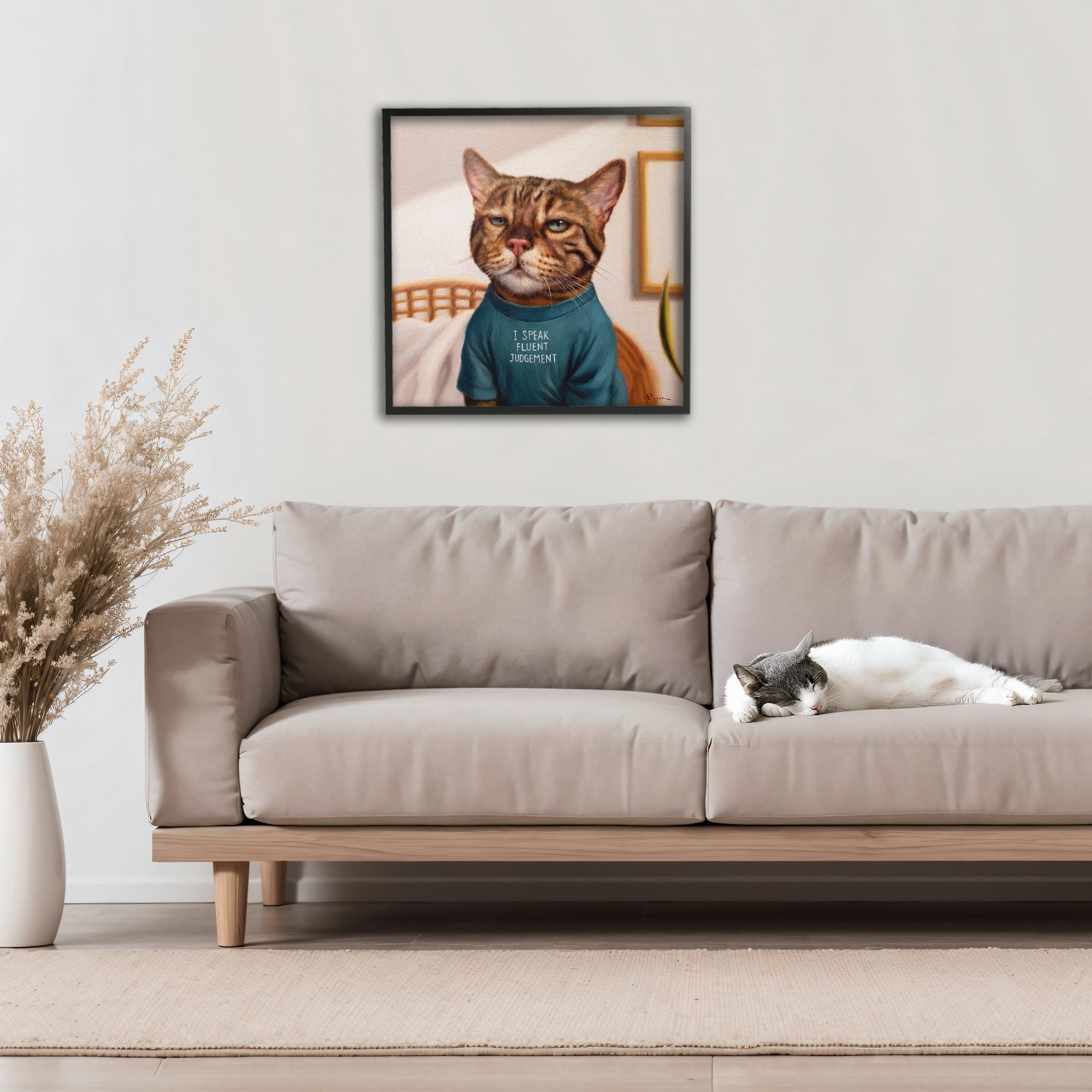 Stupell Industries Cattitude Speak Fluent Judgement Black Framed Giclee Art, design by Lucia Heffernan