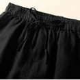 thumbnail image 5 of VISALY Linen Shorts Women, Pleated Shorts, Women's Summer Thin Linen Shorts Female Retro Hollow Lace Elastic Waist Casual Pants Womens , 1 Pack Shorts for Women (Black, L), 5 of 8