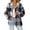Gray, variant on Womens Plaid Shacket Jacket Long Sleeve Button Down Fleece Hooded Jackets Warm Coat Women Plaid Shirts