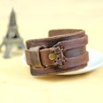thumbnail image 4 of Merdia Womens and Mens Genuine Cuff Bangle Leather Bracelet Adjustable Wristband in Punk Design Coffee 30G, 4 of 8