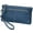 #4 Dark Blue, variant on Women Genuine Leather Wristlet Wallet with Hand Strap. 3 Zipped Pockets, 6 Credit Card Slots Case Coin Purse.