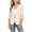 Beige, variant on Graduation Ceremony Blazer Jacket for Girls, 3/4 Sleeve Solid Color Notched Lapel Button Front Classic Fit with Exterior Pockets