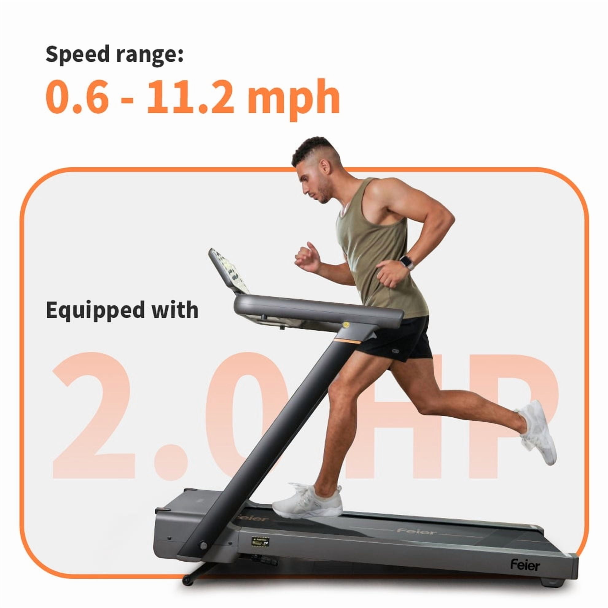 UPGO Electric Folding Treadmill with 12% incline and 300 lbs Capacity, Optional Speed Range between 0.6 and 11.2 mph, LED Display