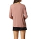 thumbnail image 3 of INSPIRAR CHIC Ropa de dormir para mujeres, camiseta de lounge de cuello en V, de canalé, de manga larga, color rosa, 3 of 6