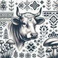 thumbnail image 3 of Ambesonne Rustic Duvet Cover Set, Botanical Southwestern Cow, Calking, Dark Blue Grey and White, 3 of 6